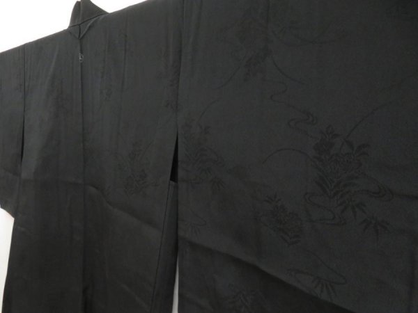 Photo2: 5216T01z270 Vintage Japanese Kimono Silk See through HAORI Flowers Black (2)