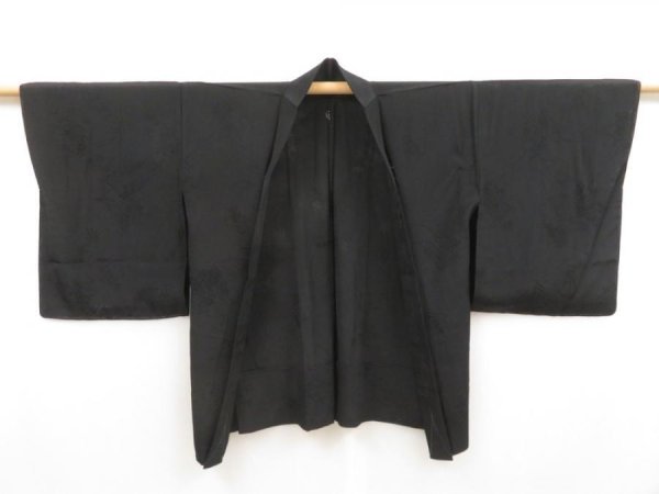 Photo6: 5216T01z270 Vintage Japanese Kimono Silk See through HAORI Flowers Black (6)