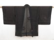 Photo1: 5216T04z230 Vintage Japanese Kimono Silk See through HAORI Flower Black (1)
