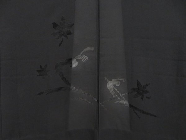 Photo3: 5216T05z300 Vintage Japanese Kimono Silk See through HAORI Maple Black (3)
