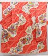 Photo1: 5216T14z1240 Vintage Japanese Kimono Silk FURISODE Peony Orangered (1)