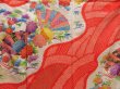 Photo8: 5216T14z1240 Vintage Japanese Kimono Silk FURISODE Peony Orangered (8)