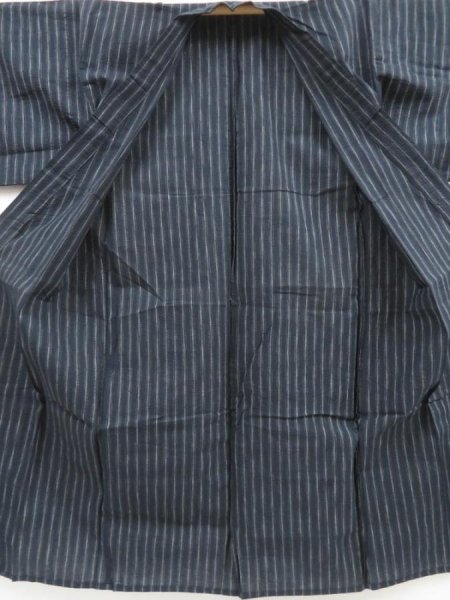 Photo2: 5217T01z420 Vintage Japanese Kimono Cotton Men's  YUKATA Navy-Gray (2)