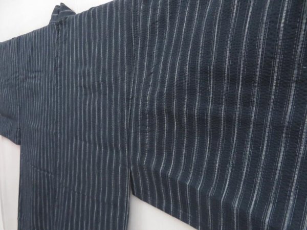 Photo3: 5217T01z420 Vintage Japanese Kimono Cotton Men's  YUKATA Navy-Gray (3)