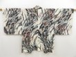 Photo1: 5217T04z360 Vintage Japanese Kimono Silk HAORI  Off-white (1)