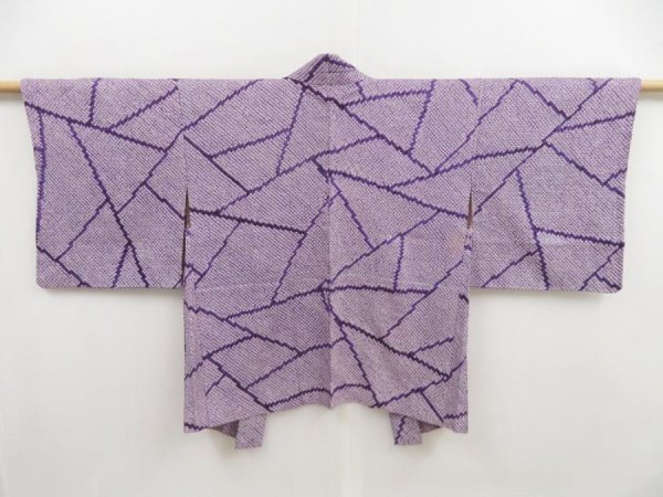 Photo1: 5217T05z500 Vintage Japanese Kimono Silk SHIBORI HAORI  Purple (1)