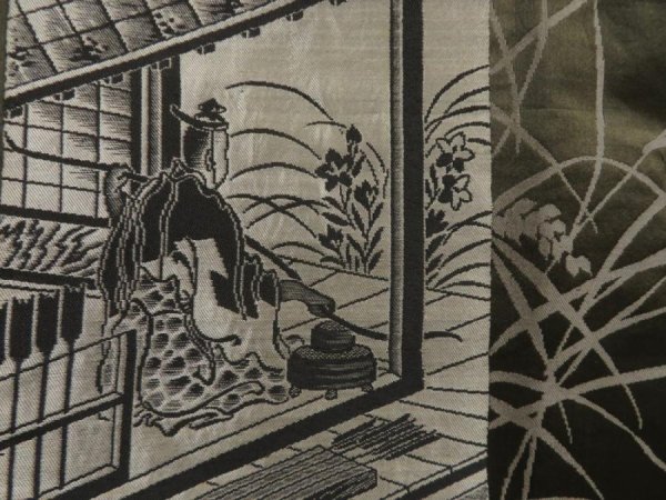 Photo3: 5217T06z640 Vintage Japanese Kimono Silk Men's HAORI Samurai Black (3)