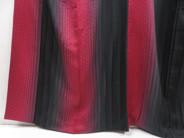 Photo4: 5217T12z930  Japanese Kimono Silk KOMON Hemp Wine red (4)