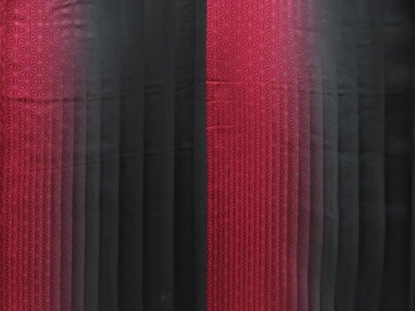 Photo5: 5217T12z930  Japanese Kimono Silk KOMON Hemp Wine red (5)