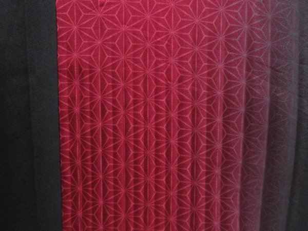 Photo6: 5217T12z930  Japanese Kimono Silk KOMON Hemp Wine red (6)