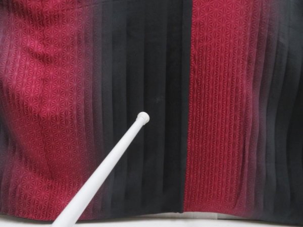 Photo8: 5217T12z930  Japanese Kimono Silk KOMON Hemp Wine red (8)