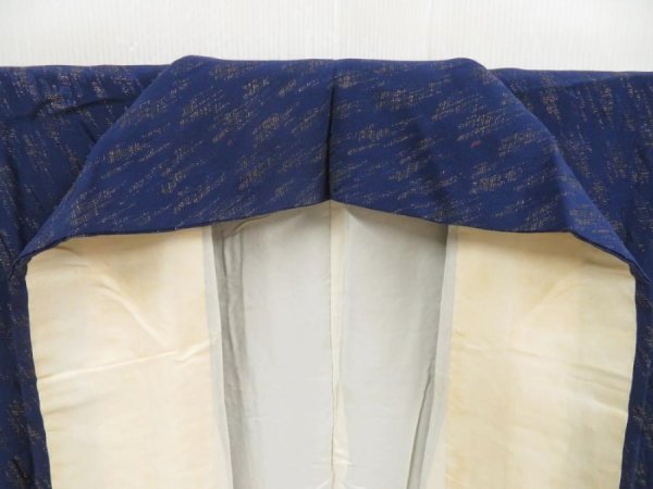 Photo7: 5217T14z900 Vintage Japanese Kimono Silk URUSHI KOMON  Navy (7)