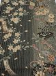 Photo1: 2P02z60  Japanese Kimono Crepe Silk  FABRIC Sakura Black-Gray 40.9x14.4 (1)