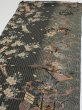 Photo3: 2P02z60  Japanese Kimono Crepe Silk  FABRIC Sakura Black-Gray 40.9x14.4 (3)