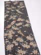 Photo3: 2P10z30  Japanese Kimono Crepe Silk  FABRIC Sakura Black-Gray 37.0x6.9 (3)