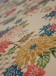 Photo4: 2Q01z60  Japanese Kimono Silk  FABRIC Flowers Light brown 41.7x14.2 (4)