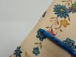 Photo7: 2Q01z60  Japanese Kimono Silk  FABRIC Flowers Light brown 41.7x14.2 (7)