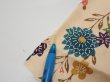 Photo8: 2Q01z60  Japanese Kimono Silk  FABRIC Flowers Light brown 41.7x14.2 (8)