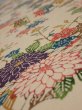Photo4: 2Q02z60  Japanese Kimono Silk  FABRIC Flowers Light brown 41.7x14.4 (4)