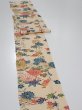 Photo3: 2Q09z50  Japanese Kimono Silk  FABRIC Flowers Light brown 82.3x6.5 (3)