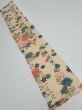 Photo1: 2Q10z30  Japanese Kimono Silk  FABRIC Flowers Light brown 37.4x6.5 (1)
