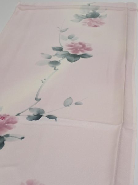 Photo3: 2Q01z60  Japanese Kimono Silk  FABRIC Flower [object Object] 44.9x14.8 (3)