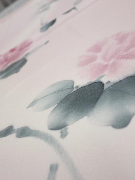 Photo4: 2Q01z60  Japanese Kimono Silk  FABRIC Flower [object Object] 44.9x14.8 (4)