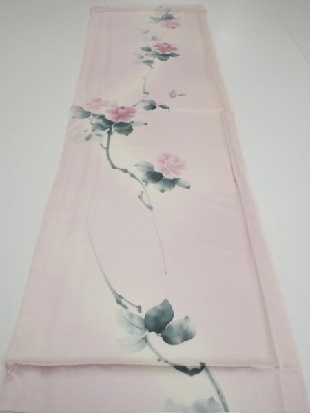 Photo5: 2Q01z60  Japanese Kimono Silk  FABRIC Flower [object Object] 44.9x14.8 (5)