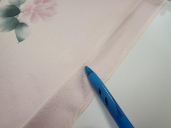 Photo6: 2Q01z60  Japanese Kimono Silk  FABRIC Flower [object Object] 44.9x14.8 (6)