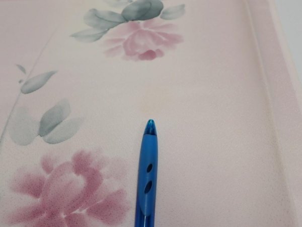 Photo8: 2Q01z60  Japanese Kimono Silk  FABRIC Flower [object Object] 44.9x14.8 (8)