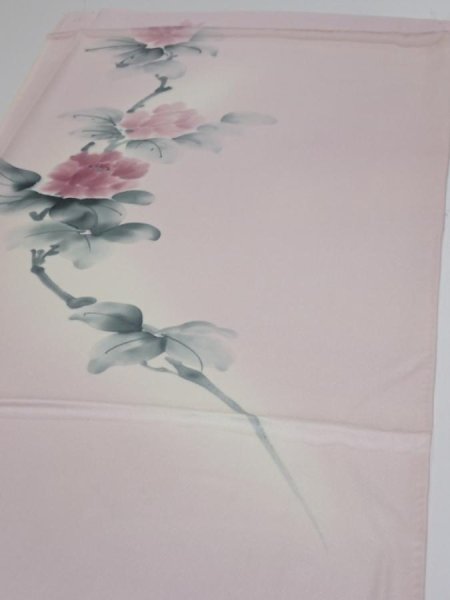 Photo3: 2Q02z60  Japanese Kimono Silk  FABRIC Flower [object Object] 45.3x14.8 (3)