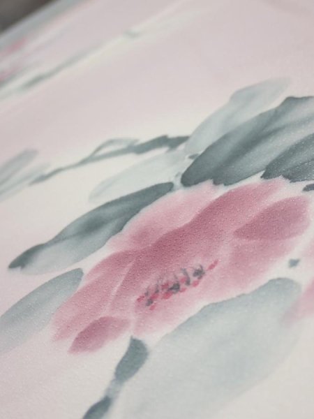Photo4: 2Q02z60  Japanese Kimono Silk  FABRIC Flower [object Object] 45.3x14.8 (4)