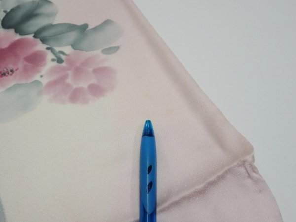 Photo5: 2Q02z60  Japanese Kimono Silk  FABRIC Flower [object Object] 45.3x14.8 (5)