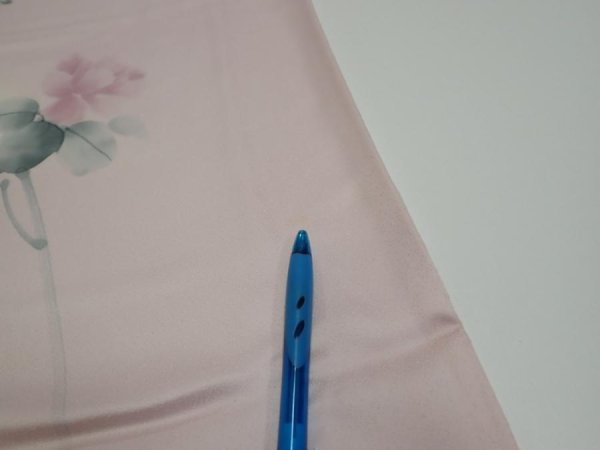 Photo5: 2Q04z80  Japanese Kimono Silk  FABRIC Flower [object Object] 61.4x14.8 (5)