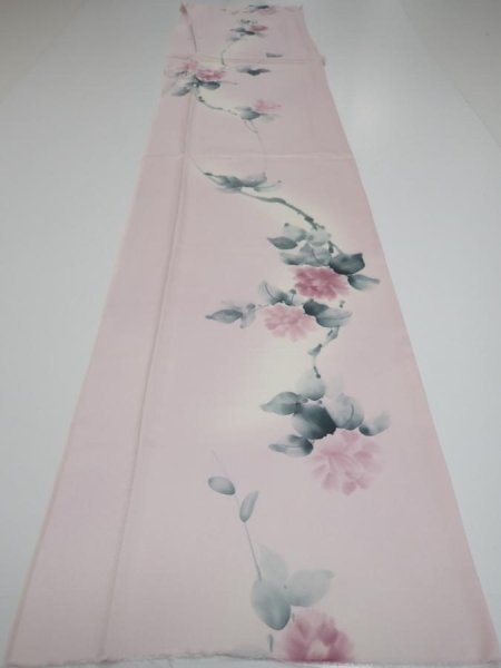 Photo6: 2Q04z80  Japanese Kimono Silk  FABRIC Flower [object Object] 61.4x14.8 (6)