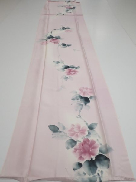 Photo5: 2Q05z80  Japanese Kimono Silk  FABRIC Flower [object Object] 65.4x14.8 (5)