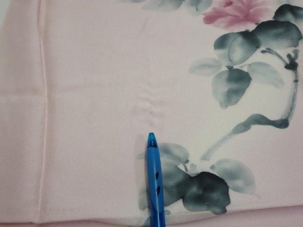 Photo9: 2Q05z80  Japanese Kimono Silk  FABRIC Flower [object Object] 65.4x14.8 (9)