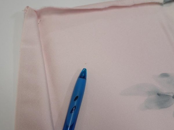 Photo11: 2Q05z80  Japanese Kimono Silk  FABRIC Flower [object Object] 65.4x14.8 (11)