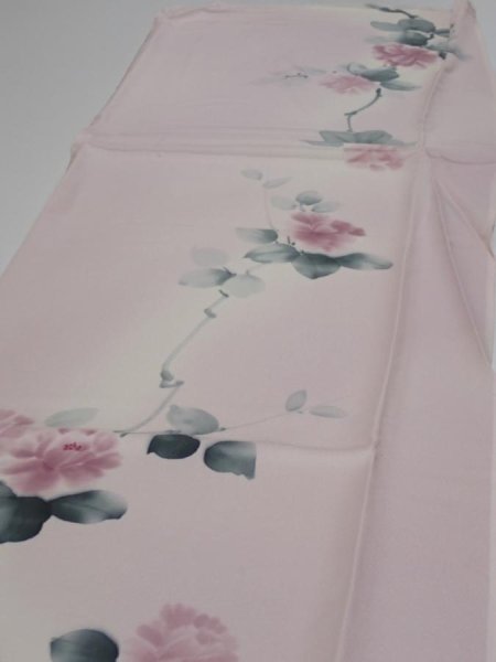 Photo3: 2Q06z80  Japanese Kimono Silk  FABRIC Flower [object Object] 65.4x14.8 (3)