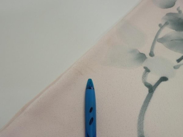 Photo9: 2Q06z80  Japanese Kimono Silk  FABRIC Flower [object Object] 65.4x14.8 (9)