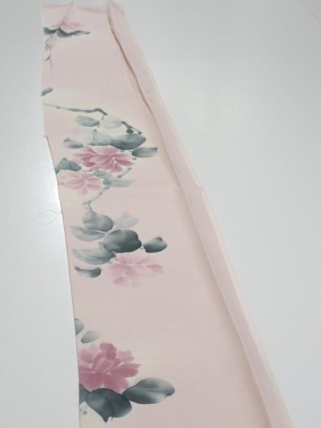 Photo3: 2Q07z40  Japanese Kimono Silk  FABRIC Flower [object Object] 59.8x7.5 (3)