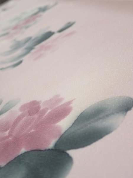 Photo4: 2Q07z40  Japanese Kimono Silk  FABRIC Flower [object Object] 59.8x7.5 (4)