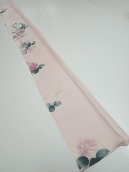 Photo5: 2Q07z40  Japanese Kimono Silk  FABRIC Flower [object Object] 59.8x7.5 (5)