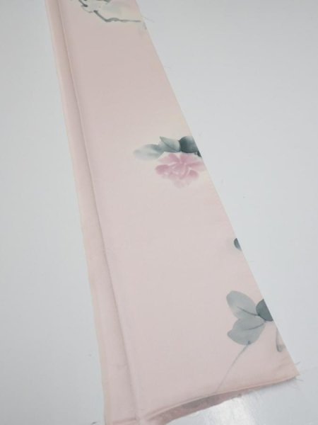 Photo2: 2Q08z40  Japanese Kimono Silk  FABRIC Flower [object Object] 59.8x7.5 (2)