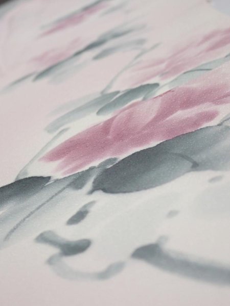 Photo4: 2Q08z40  Japanese Kimono Silk  FABRIC Flower [object Object] 59.8x7.5 (4)