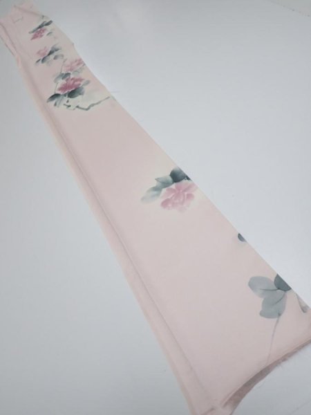 Photo5: 2Q08z40  Japanese Kimono Silk  FABRIC Flower [object Object] 59.8x7.5 (5)