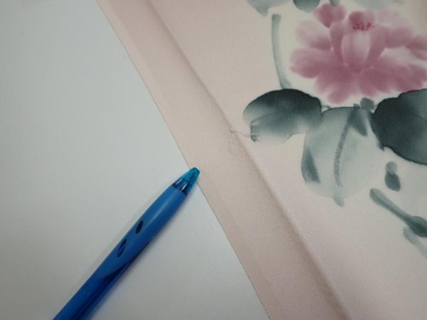 Photo7: 2Q08z40  Japanese Kimono Silk  FABRIC Flower [object Object] 59.8x7.5 (7)