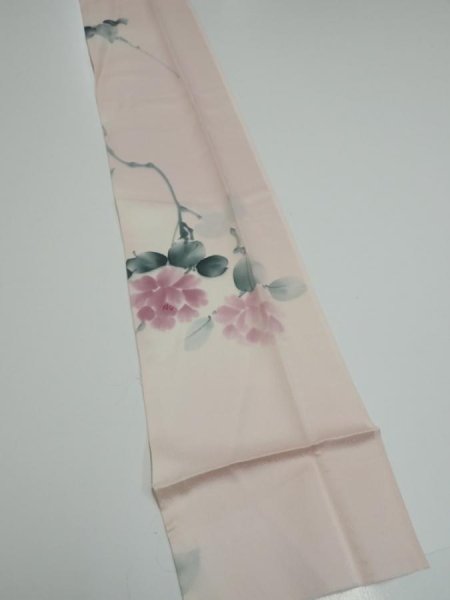 Photo2: 2Q09z50  Japanese Kimono Silk  FABRIC Flower [object Object] 84.6x7.1 (2)