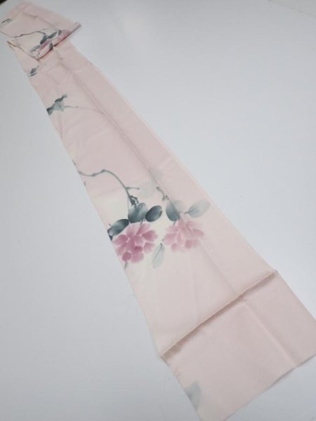 Photo6: 2Q09z50  Japanese Kimono Silk  FABRIC Flower [object Object] 84.6x7.1 (6)