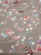 Photo1: 2Q01z70  Japanese Kimono Silk  FABRIC Plum branch  46.1x15.0 (1)